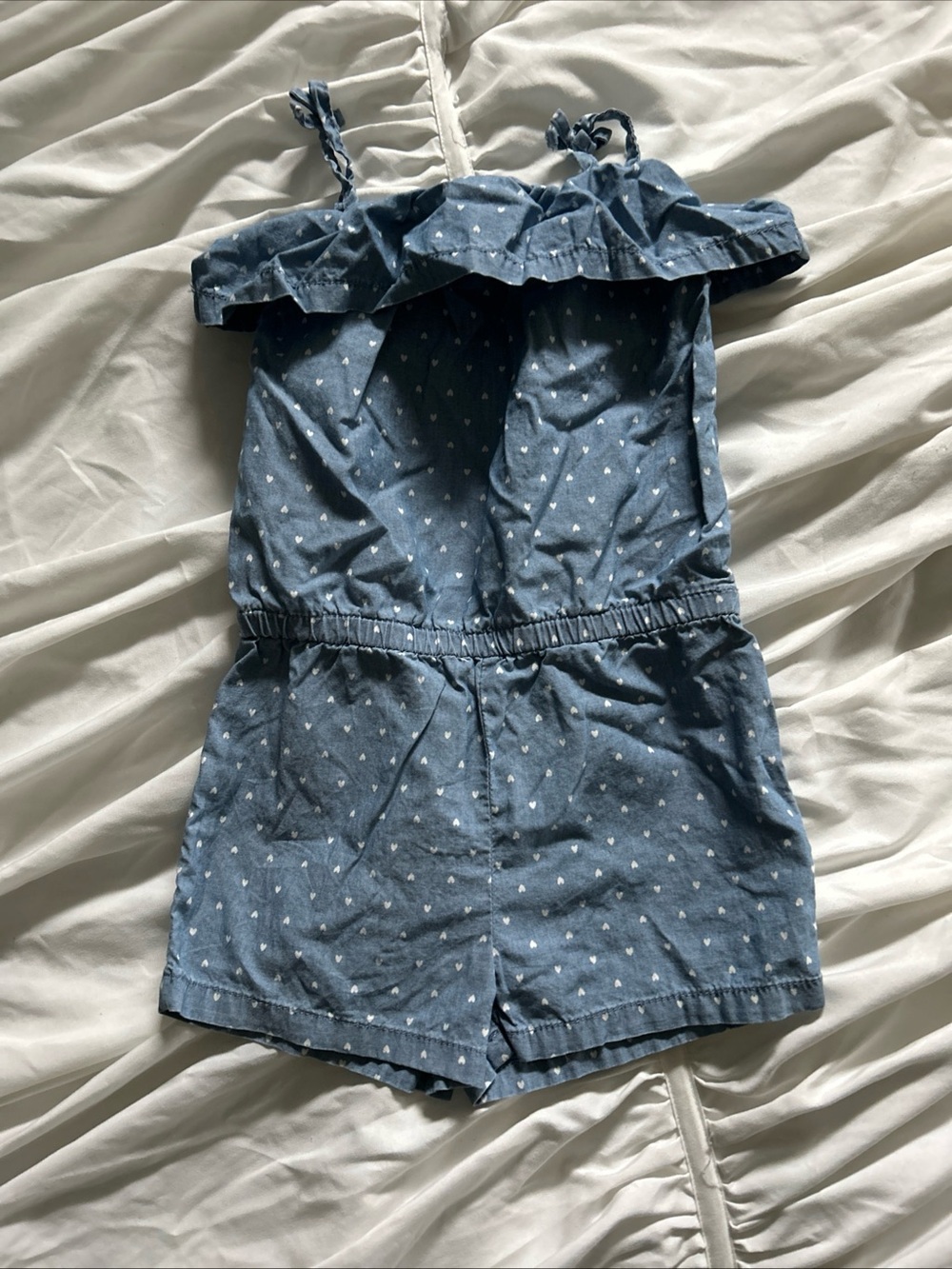 Carter’s 3T Blue Heart Print Chambray Romper